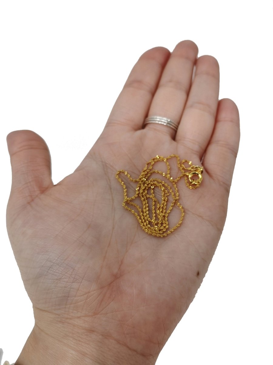 17.7'' Ready to Use 24K Gold Plated Rope Necklace Chain, Layering Rope Chain, Dainty 2.2mm Rope Necklace w/ Spring Ring | CN-003  Clearance Pricing