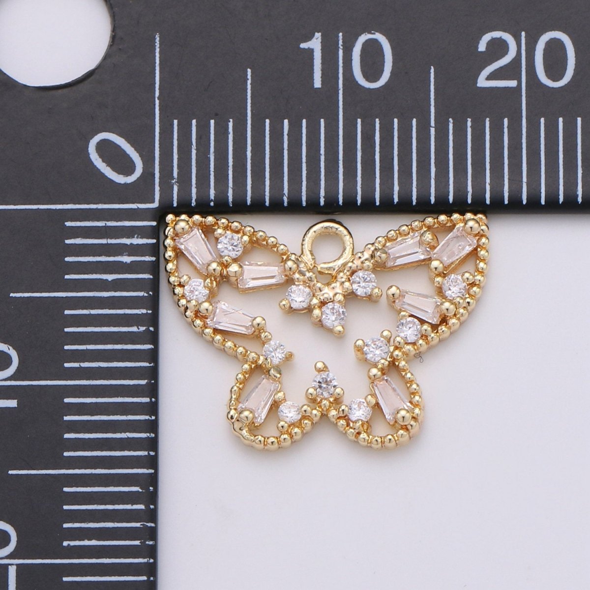 18k Gold Filled Butterfly Charm Baguette Cubic Butterfly Pendant Mariposa Butterfly Charms for Necklace Earring Bracelet Charm D-406