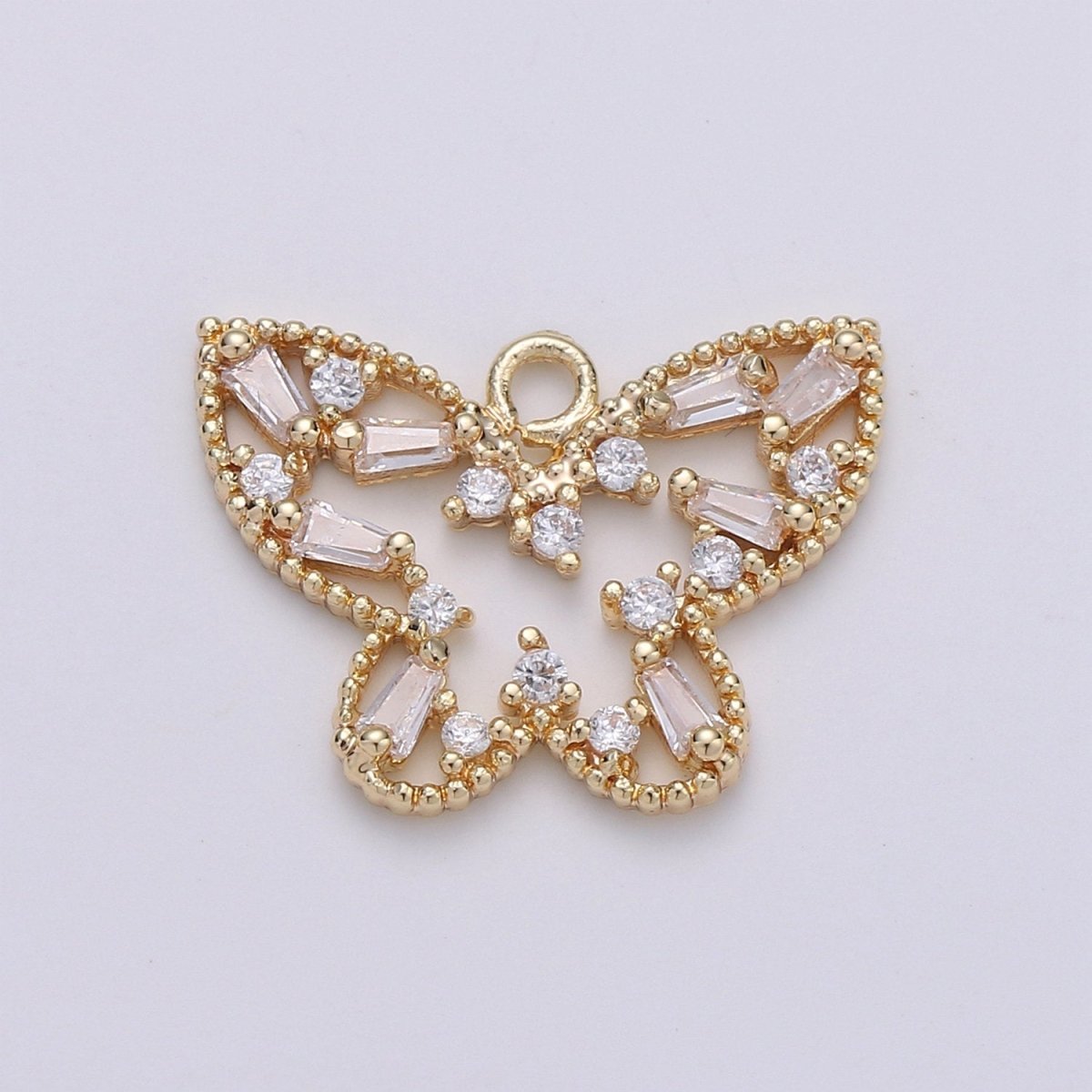 18k Gold Filled Butterfly Charm Baguette Cubic Butterfly Pendant Mariposa Butterfly Charms for Necklace Earring Bracelet Charm D-406