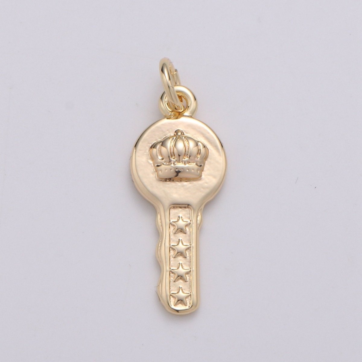 18k Gold Filled Key Pendant Charm, Dainty Crown Key Pendant Charm, Gold Filled Key of Heaven Pendant, For DIY Jewelry Making Supply D-742