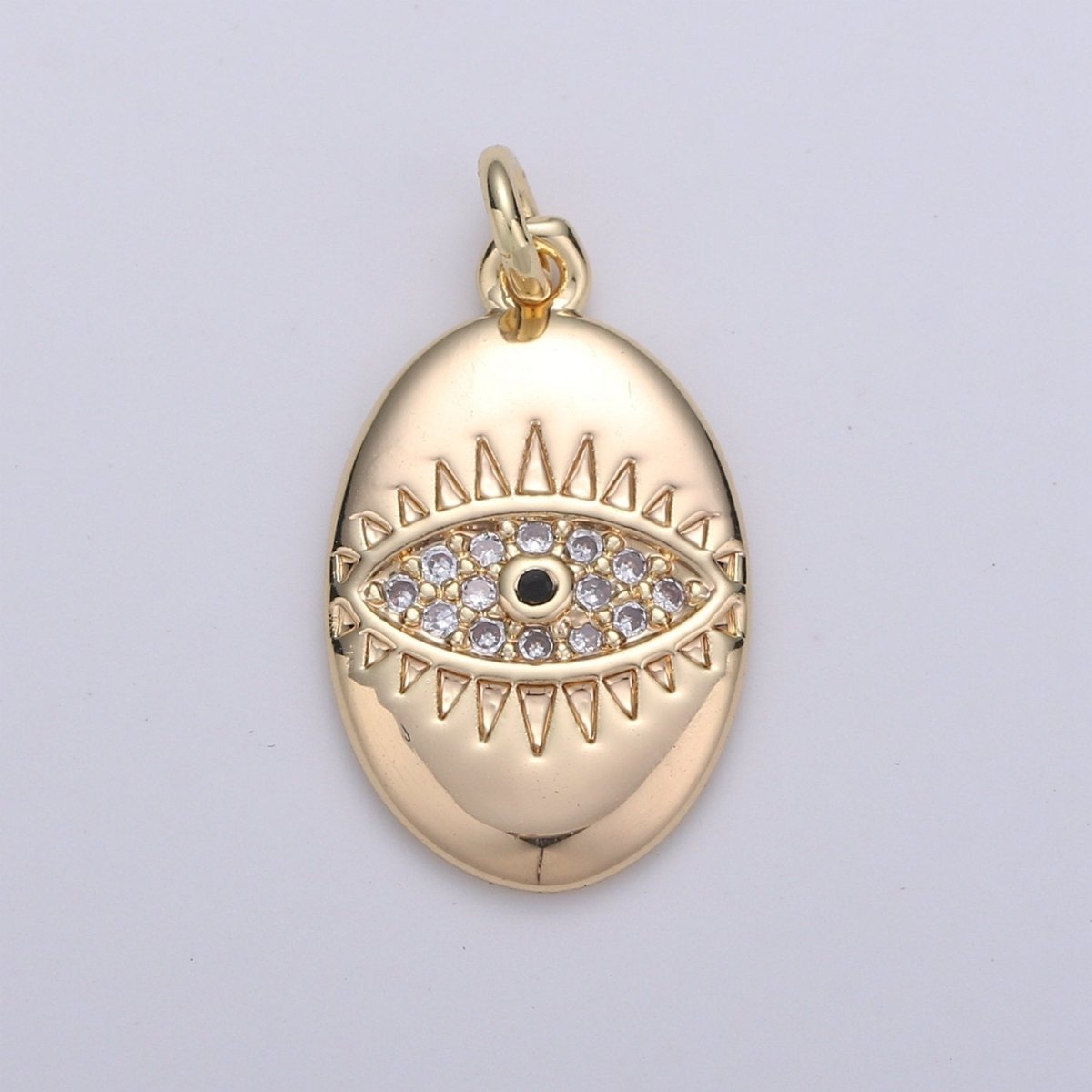 18k Gold Filled Micro Pave CZ Evil Eye Pendant Charm, For DIY Jewelry, Red, Blue, Green,Clear CZ Evil Eye Charm D-208 to D-211
