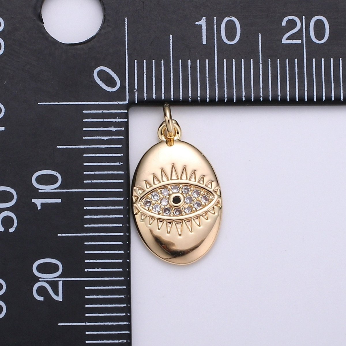 18k Gold Filled Micro Pave CZ Evil Eye Pendant Charm, For DIY Jewelry, Red, Blue, Green,Clear CZ Evil Eye Charm D-208 to D-211