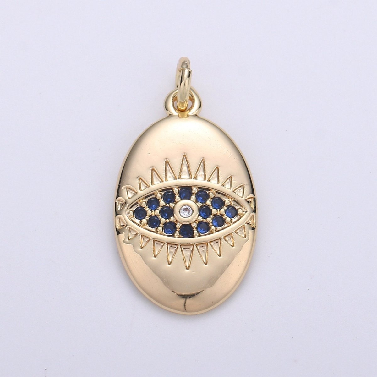 18k Gold Filled Micro Pave CZ Evil Eye Pendant Charm, For DIY Jewelry, Red, Blue, Green,Clear CZ Evil Eye Charm D-208 to D-211