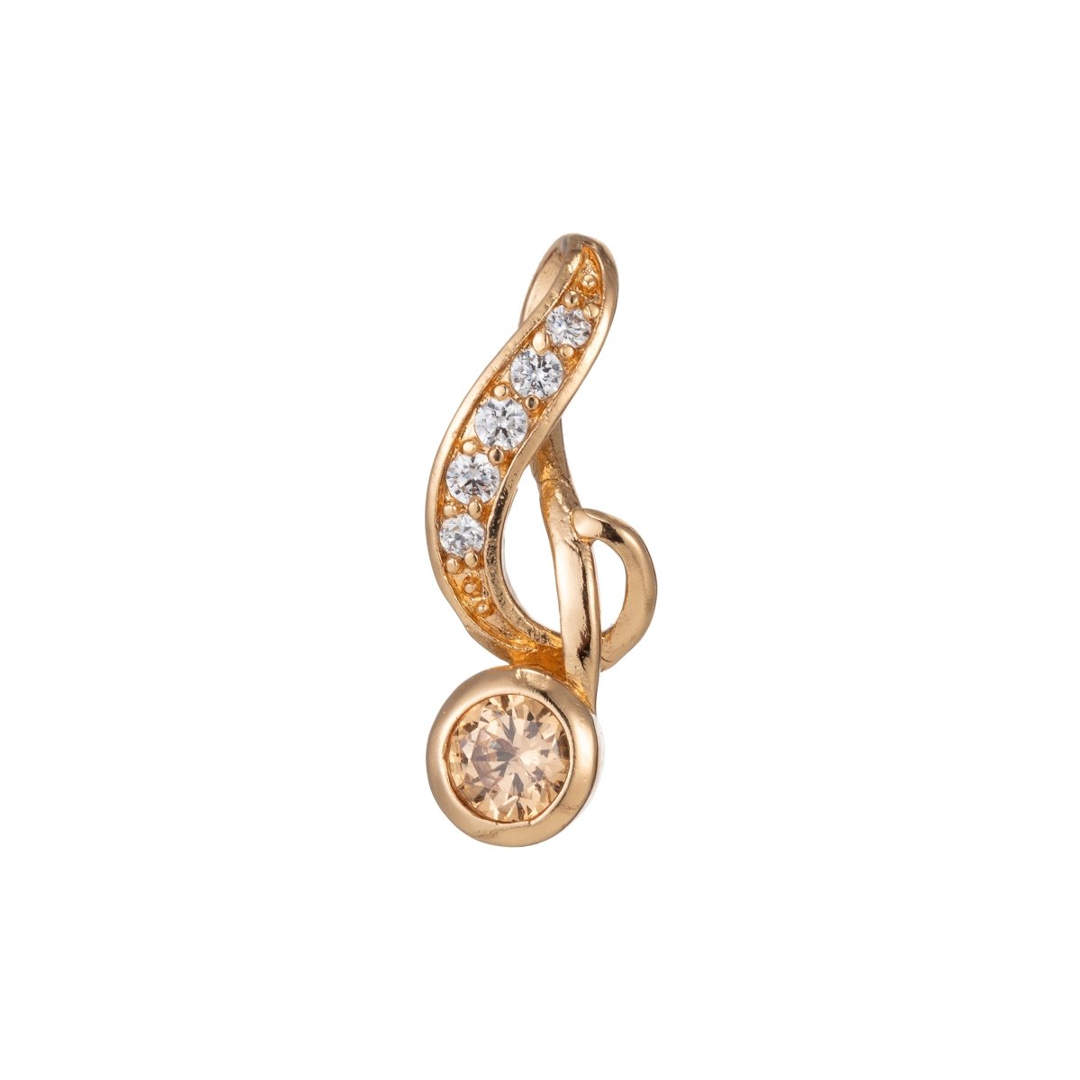 18k Gold Filled Micro Pave CZ Music Note Pendant Charm, Musical Pendant Charm, Gold Filled Music Pendant, For DIY Jewelry I-536