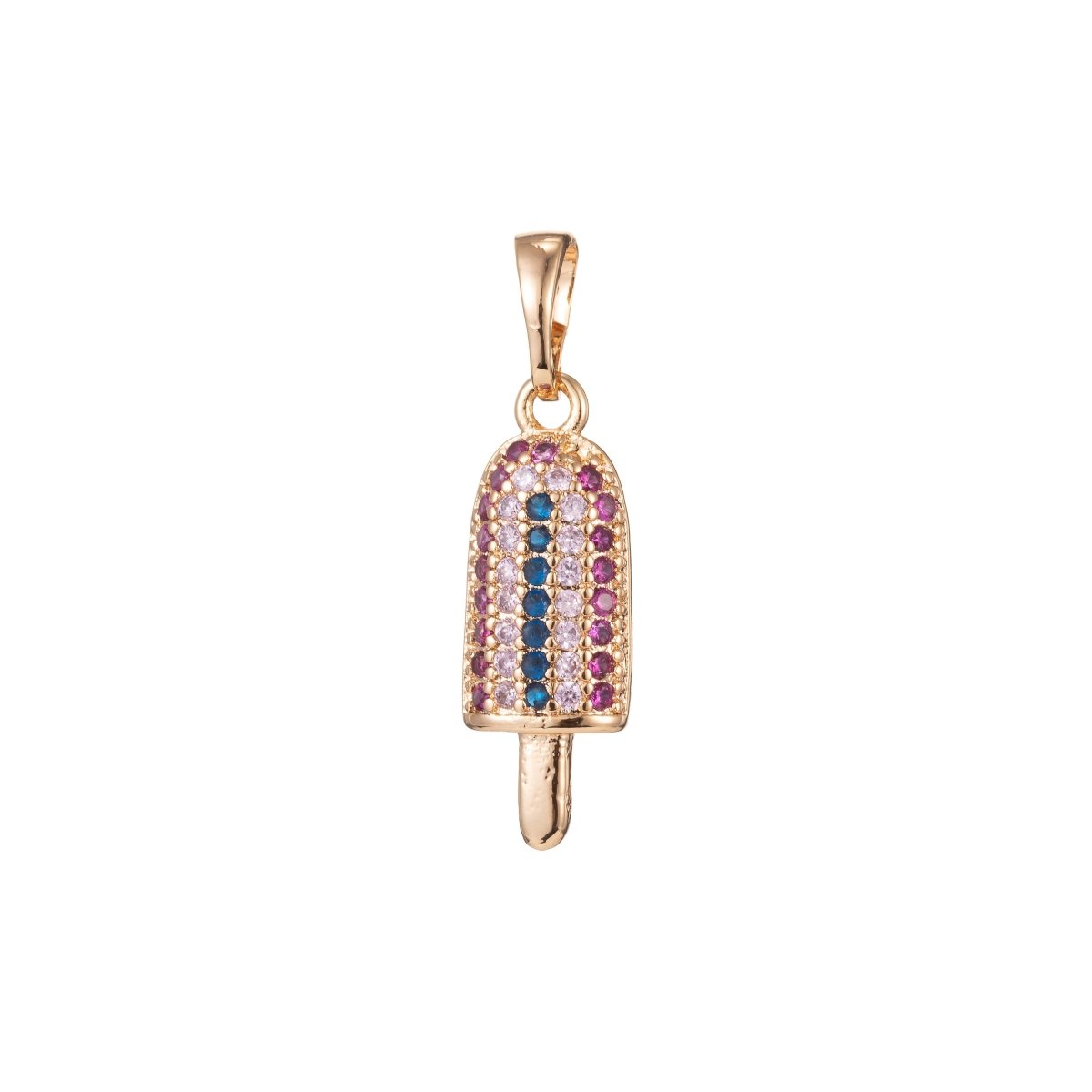 18k Gold Filled Micro Pave CZ Popsicle Pendant Charm, Ice Pop Pendant Charm, Gold Filled Desert Pendant, For DIY Jewelry Making I-472
