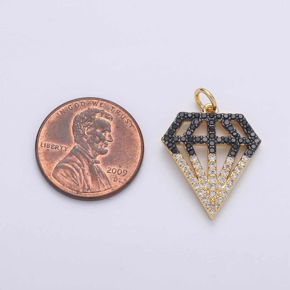 1pc 24k Gold Filled Micro Pave CZ Diamond Shape Pendant Charm, Geometric Micro Pave CZ Pendant Charm, For DIY Jewelry D-273