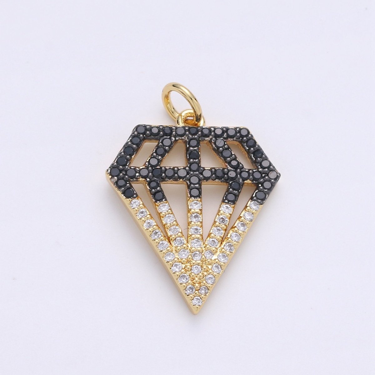 1pc 24k Gold Filled Micro Pave CZ Diamond Shape Pendant Charm, Geometric Micro Pave CZ Pendant Charm, For DIY Jewelry D-273