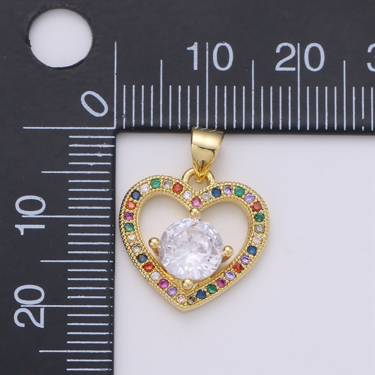 20X16mm 24k Gold Filled Heart Charms, Love Pendant, Dainty Multi Color Cz Heart Charm for Minimalist Bracelet Earring Necklace supply I-911