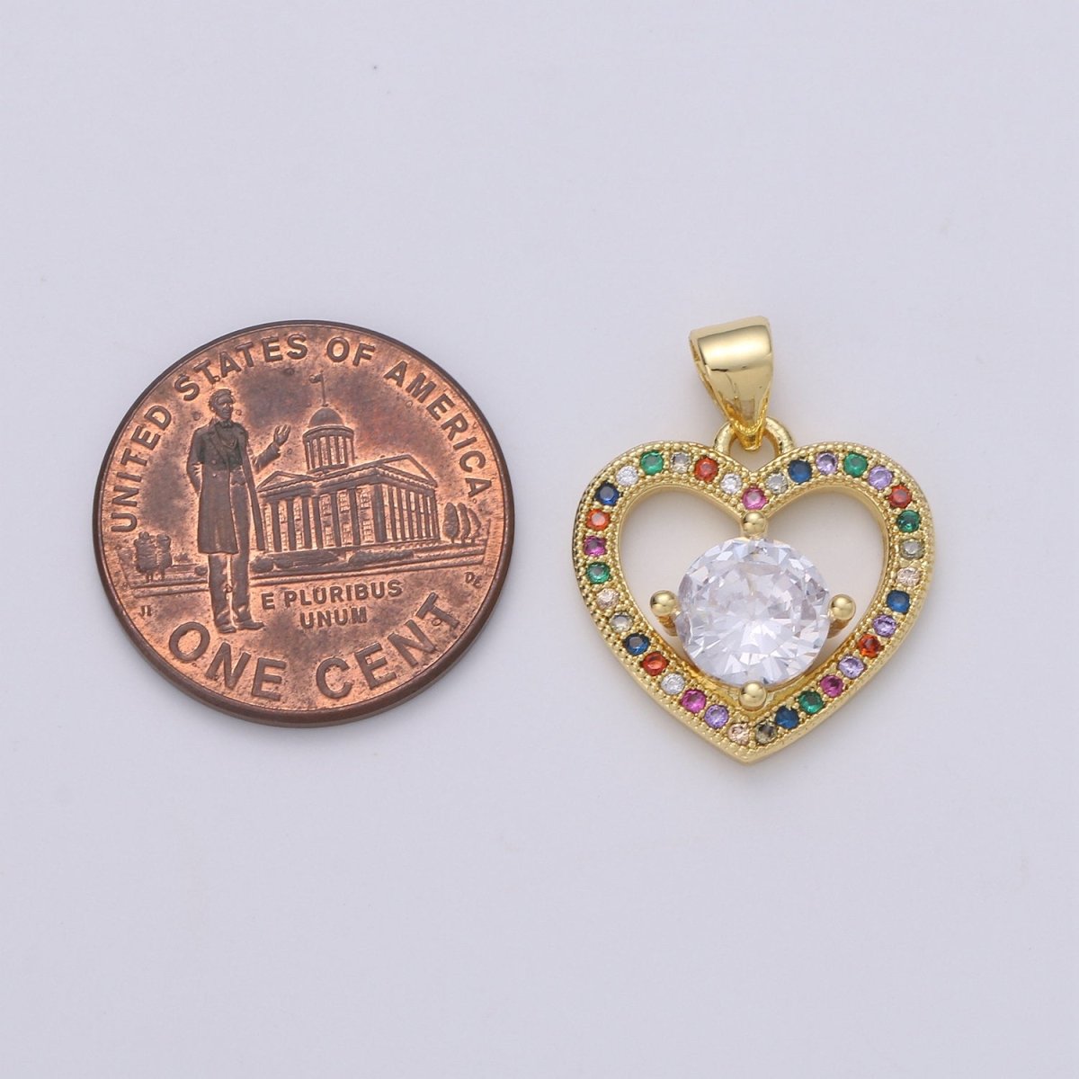 20X16mm 24k Gold Filled Heart Charms, Love Pendant, Dainty Multi Color Cz Heart Charm for Minimalist Bracelet Earring Necklace supply I-911