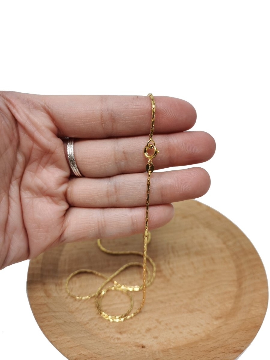 23.5 inches Belcher Boston Chain, 24K Gold Plated, Dainty 1.3mm Gold Plated Belcher Necklace w/ Spring Ring | CN-404  Clearance Pricing