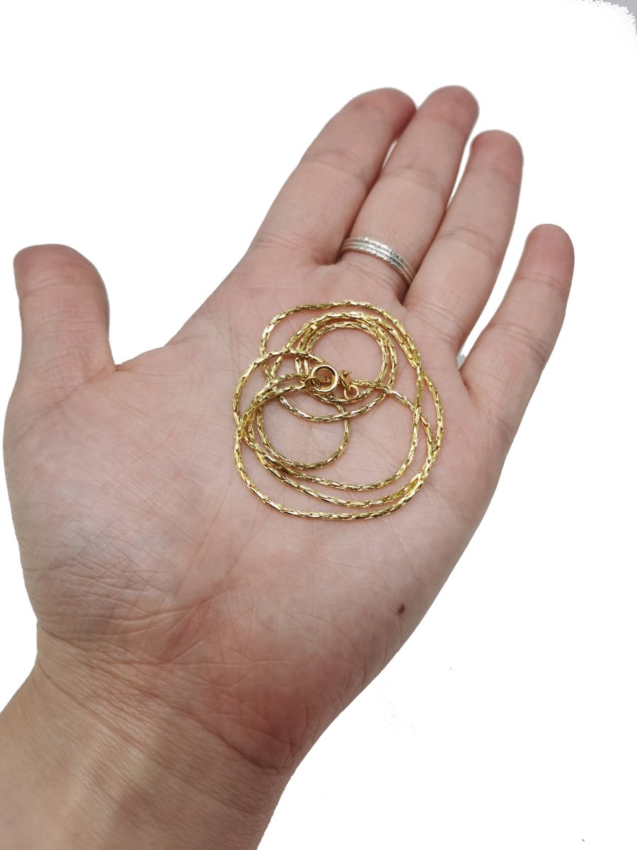 23.5 inches Belcher Boston Chain, 24K Gold Plated, Dainty 1.3mm Gold Plated Belcher Necklace w/ Spring Ring | CN-404  Clearance Pricing