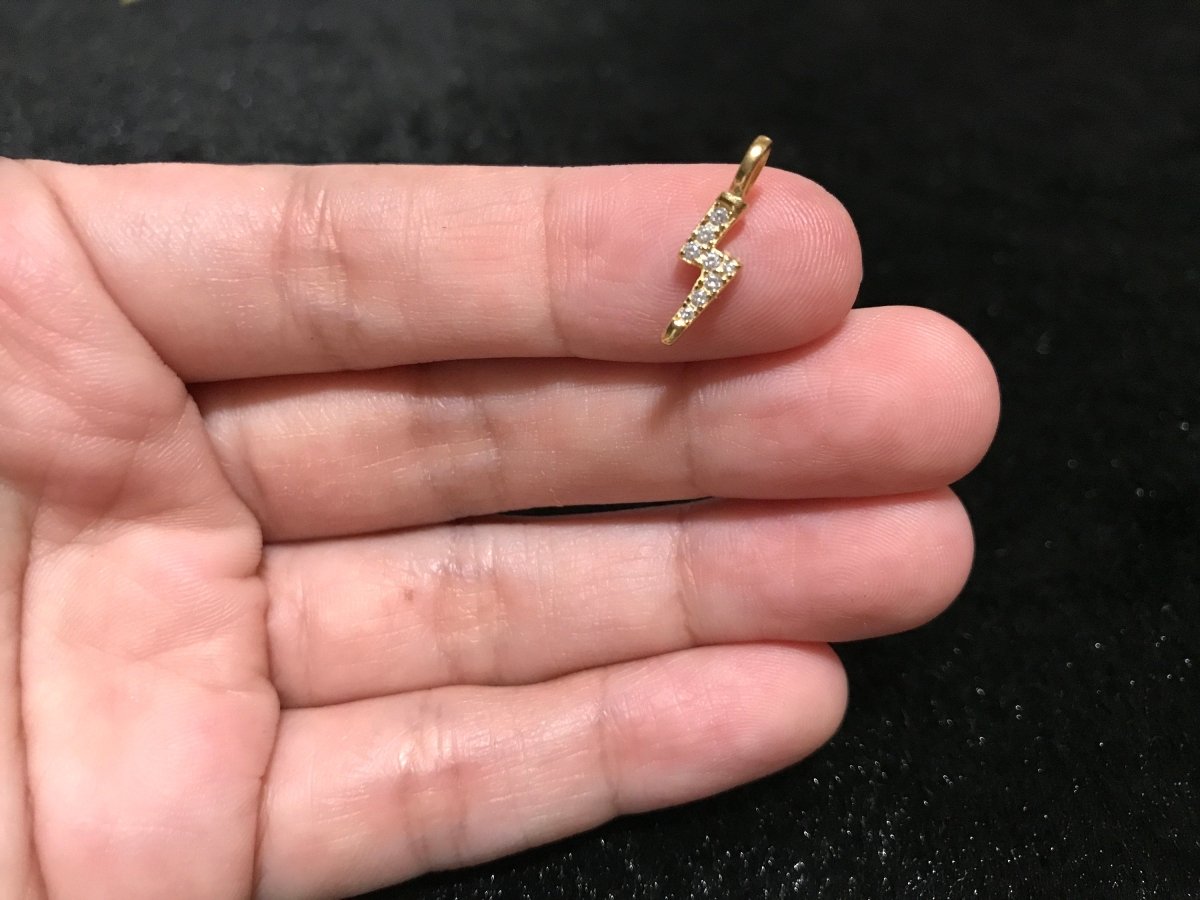 24K Gold Fill Charm Lightning Bolt CZ Charm Micro Pave Lightning bolt charm Thunder Bolt Charm Gold Fill Lightning Bolt Harry Potter Charms C-432