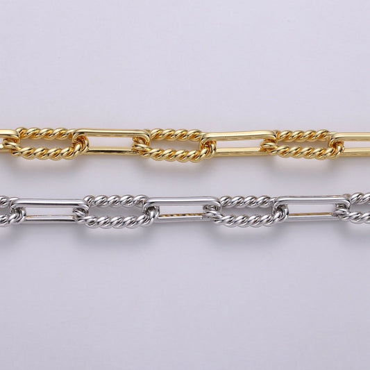 24K Gold Filled 2.5mm Thickness Twisted UNIQUE PAPER CLIP Chain By Yard, Gold Filled Rolo Cable Chain Thickness 2mm | ROLL-279, ROLL-280 Clearance Pricing