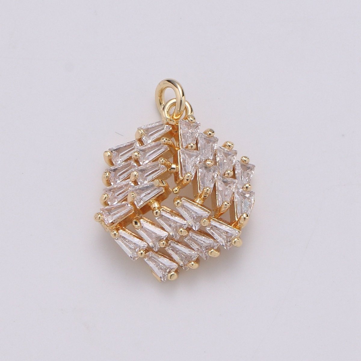 24K Gold Filled 3D Box Baguette Charm, Micro Pave Cubic Zirconia Cube Charm, Clear Cubic Charms,  DIY Jewelry Supply E-558