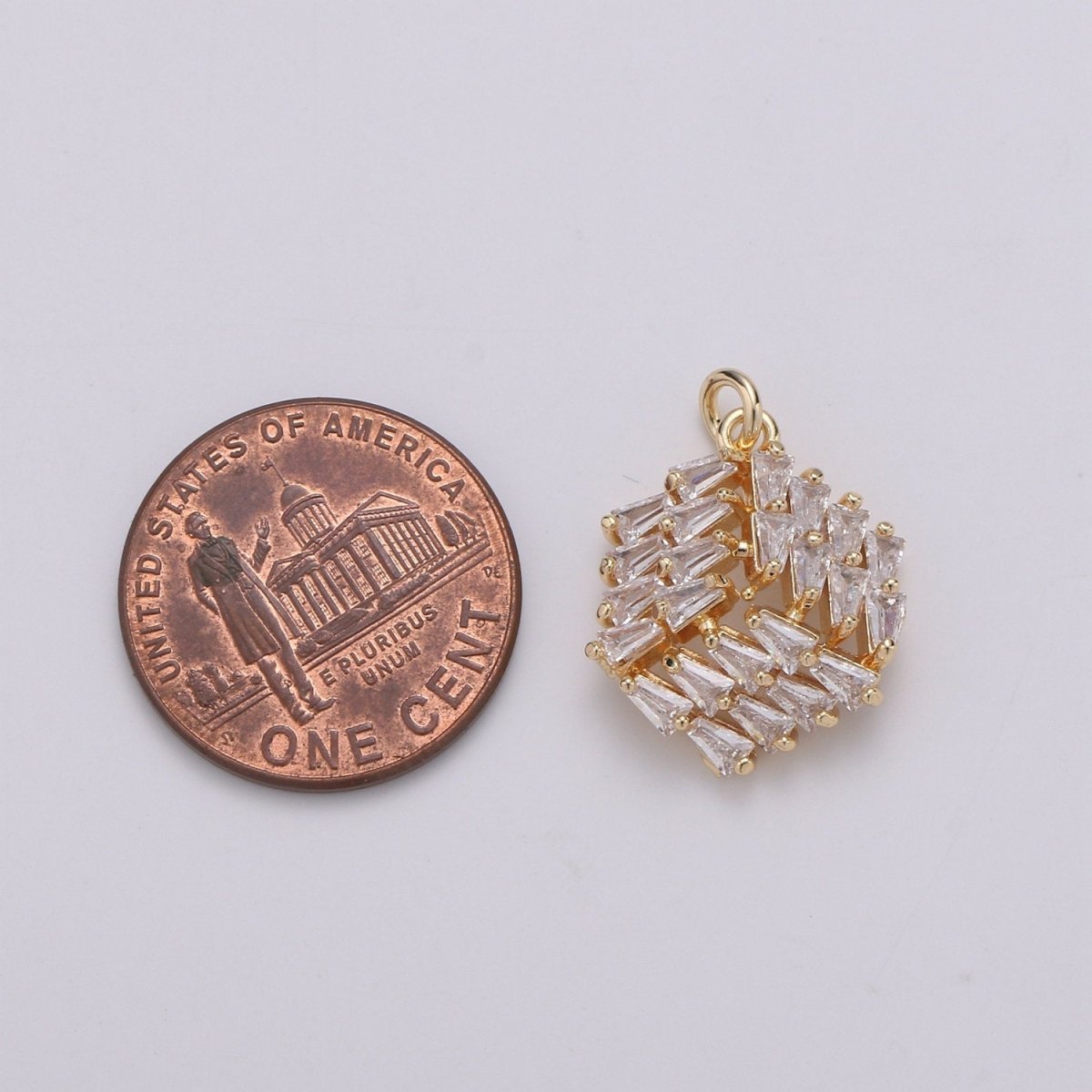24K Gold Filled 3D Box Baguette Charm, Micro Pave Cubic Zirconia Cube Charm, Clear Cubic Charms,  DIY Jewelry Supply E-558