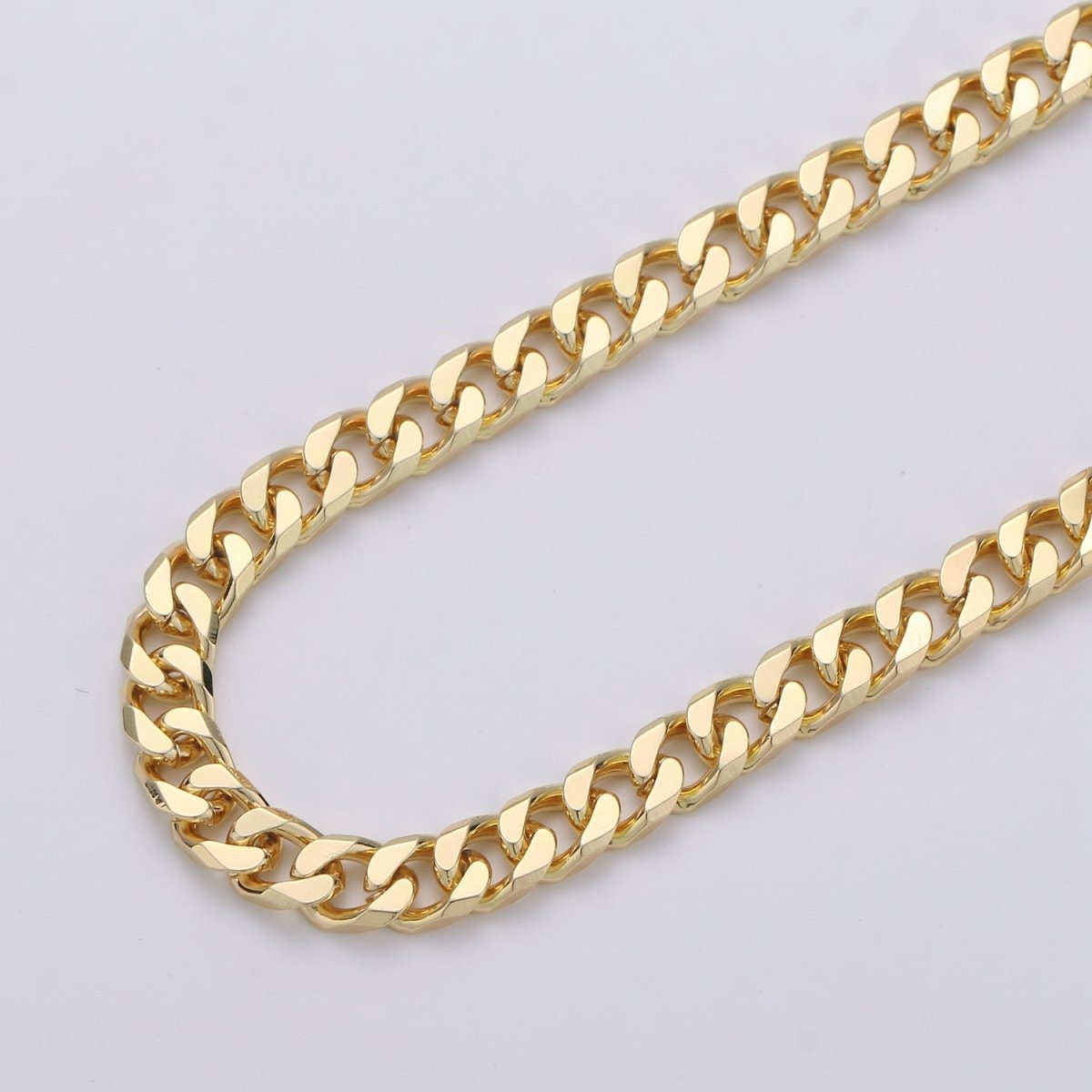 24K Gold Plated 6.8mm Cuban Curb Chain By Yard, Wholesale Bulk Roll Chain For Jewelry Making, Thickness 2mm | ROLL-305 Clearance Pricing