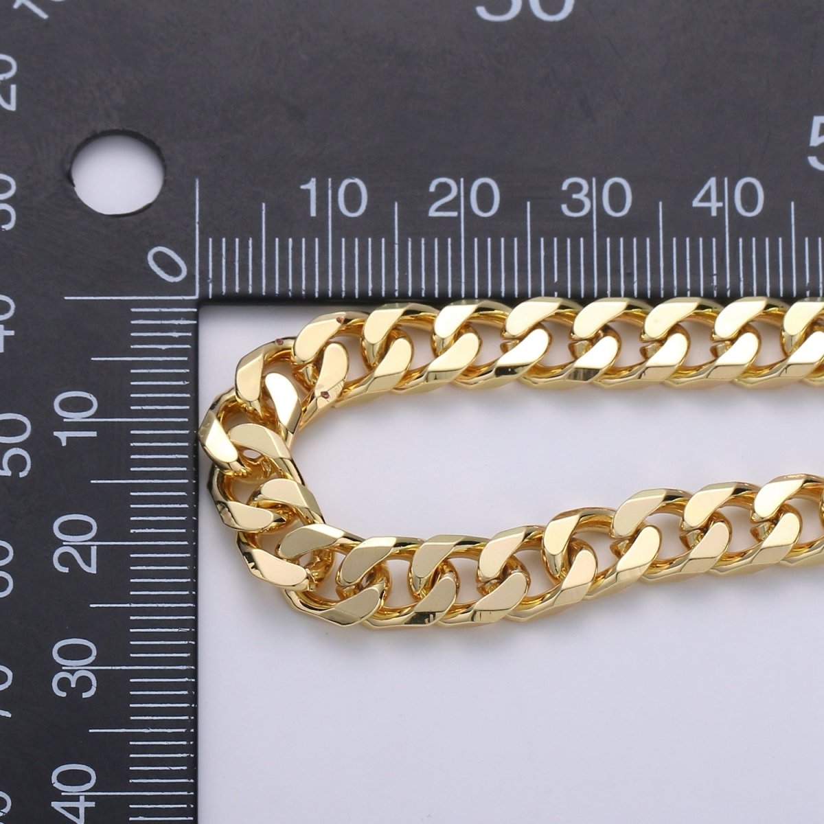 24K Gold Plated 6.8mm Cuban Curb Chain By Yard, Wholesale Bulk Roll Chain For Jewelry Making, Thickness 2mm | ROLL-305 Clearance Pricing