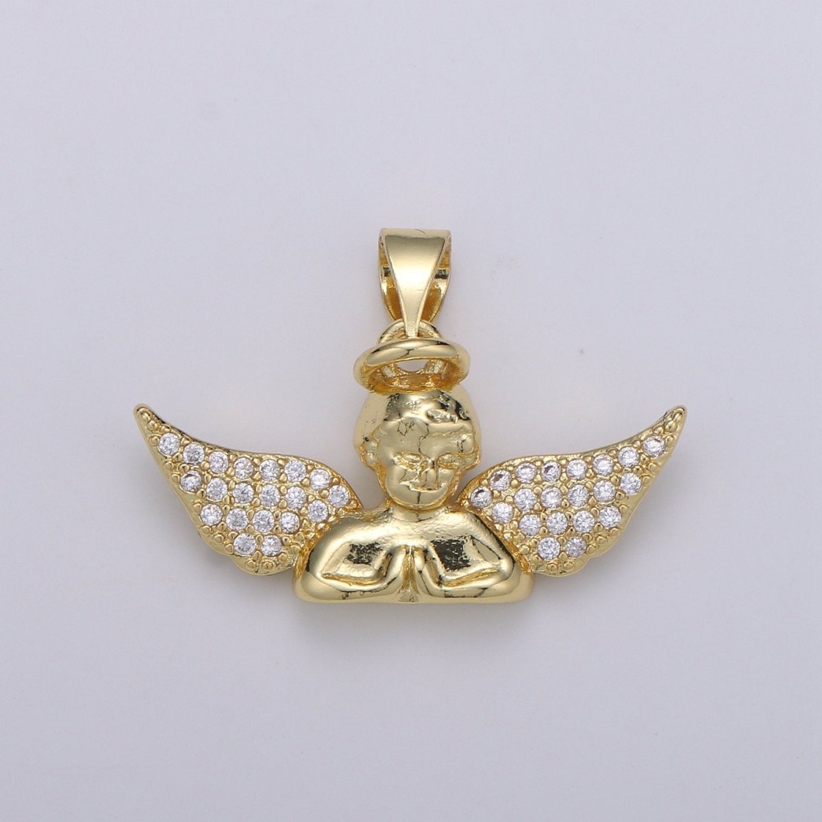 24k Gold Filled CZ Roman Angel Pendant Angel Cluster Cubic Wings Charm Ceraphim Pendant Jewelry Making Supply J-060