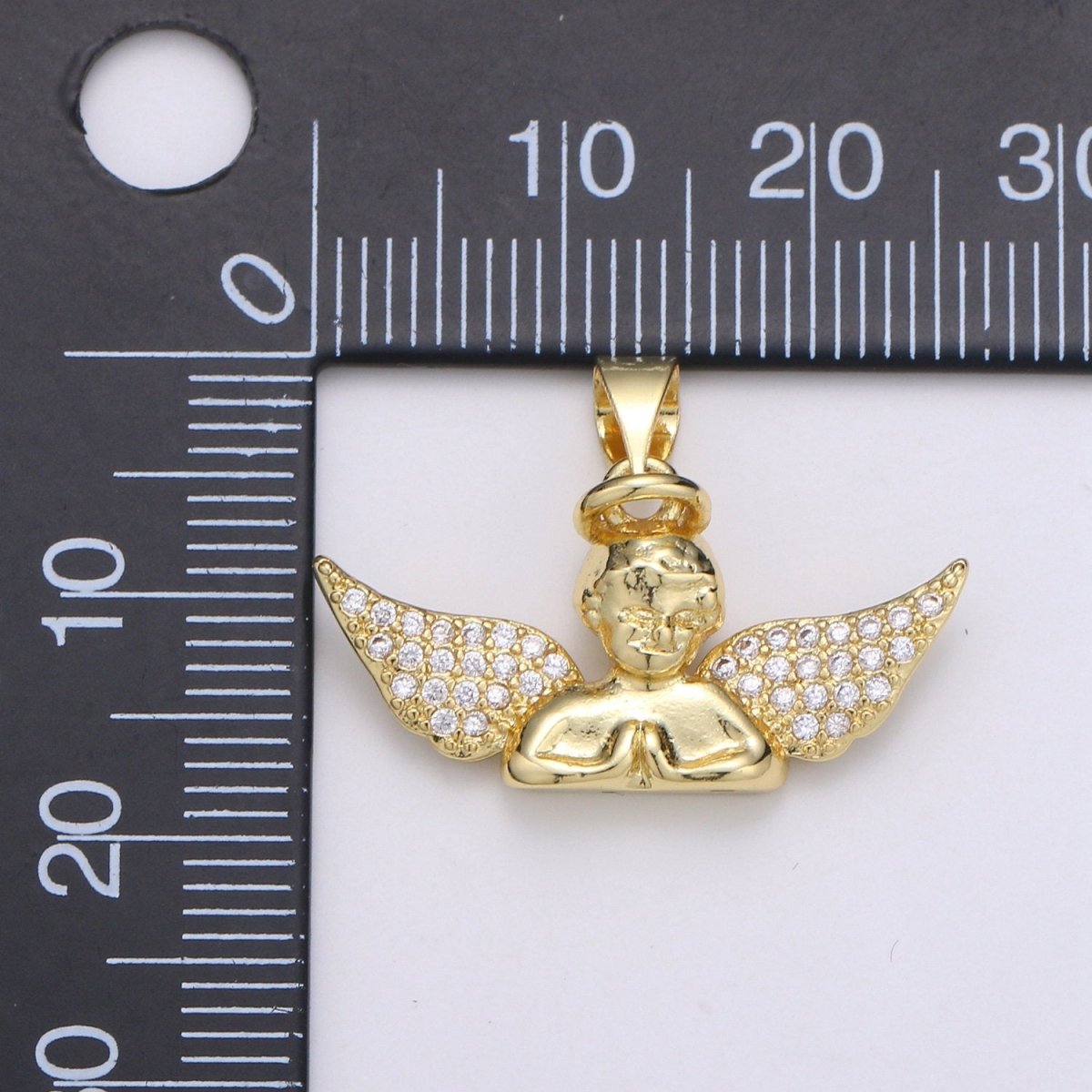 24k Gold Filled CZ Roman Angel Pendant Angel Cluster Cubic Wings Charm Ceraphim Pendant Jewelry Making Supply J-060