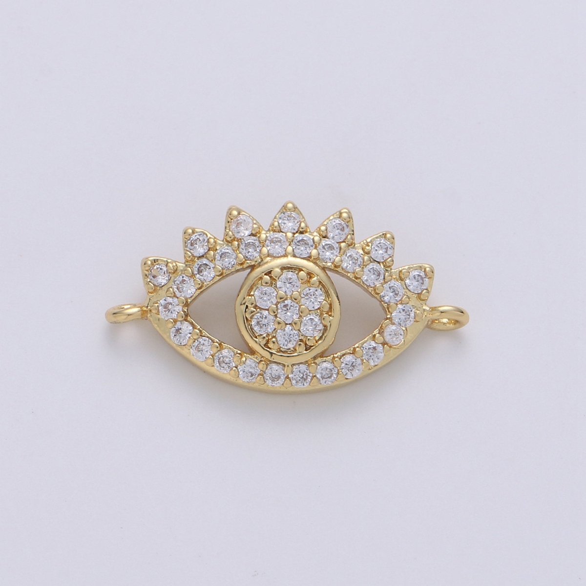 24K Gold Filled Evil Eye CZ Micro Pave Connector, CZ Micro Pave Eye Bracelet Connector, Diamond Eye Micro Pave connector F-428