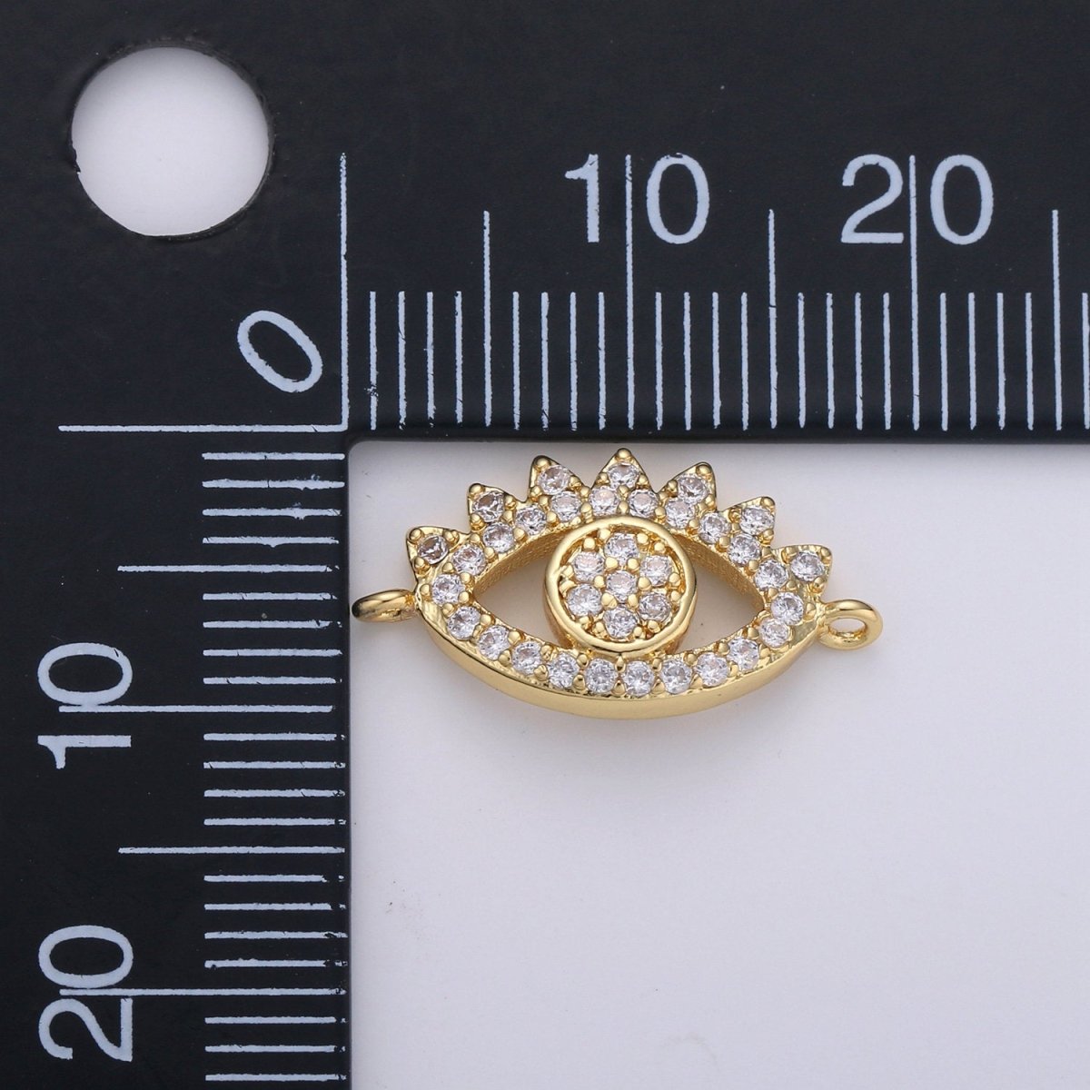 24K Gold Filled Evil Eye CZ Micro Pave Connector, CZ Micro Pave Eye Bracelet Connector, Diamond Eye Micro Pave connector F-428