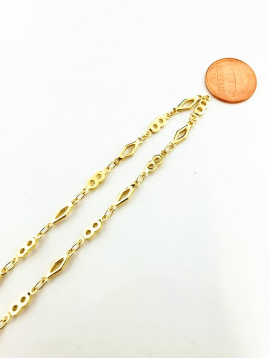24K Gold Filled Figure 8 Chain by Yard, Gold Filled FIGURE 8 Chain by Yard, Wholesale Bulk Roll Chain for Jewelry Making, Size 11.5x3.5mm, DESIGNED Chain | ROLL-175 Clearance Pricing