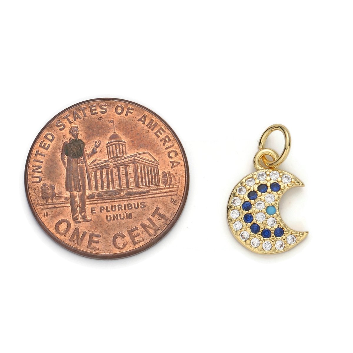24k Gold Filled Micro Pave Moon Charm, Cubic Zirconia Moon Pendant Charm, Gold Filled Charm, For DIY Jewelry D-044
