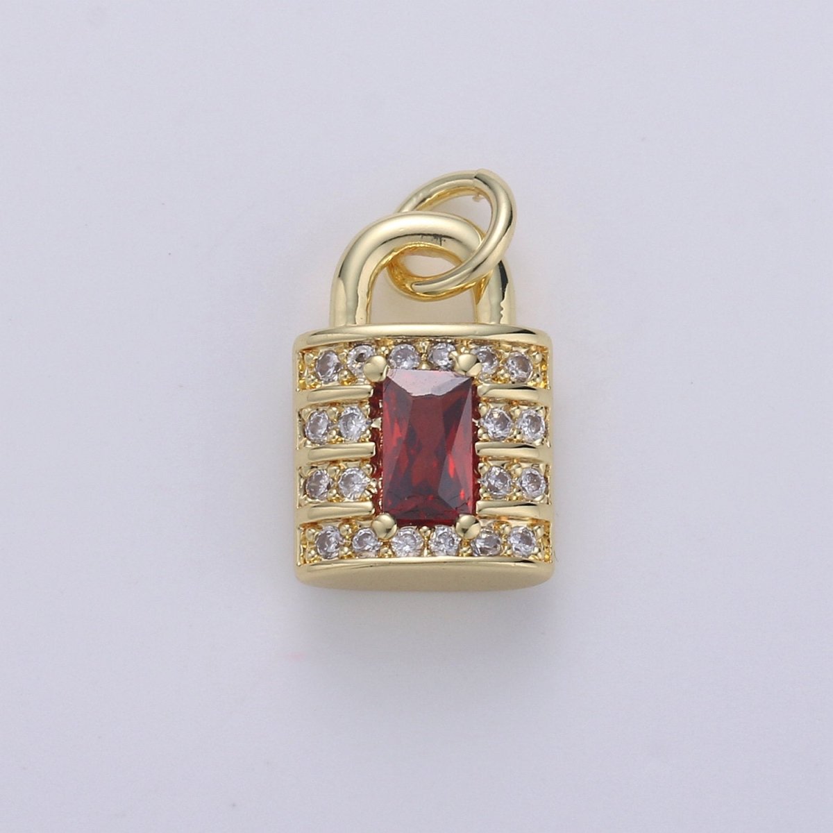 24k Gold Filled Padlock Charms, Dainty Lock Charms, Padlock Pendant, Gold Charm, Micro Pave Padlock Bracelet Necklace Charms, 15x8mm D-572