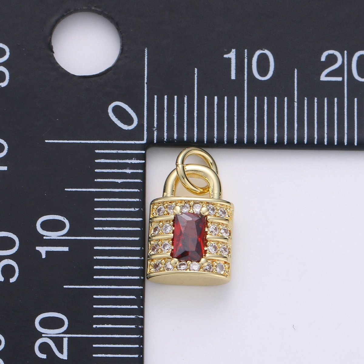 24k Gold Filled Padlock Charms, Dainty Lock Charms, Padlock Pendant, Gold Charm, Micro Pave Padlock Bracelet Necklace Charms, 15x8mm D-572