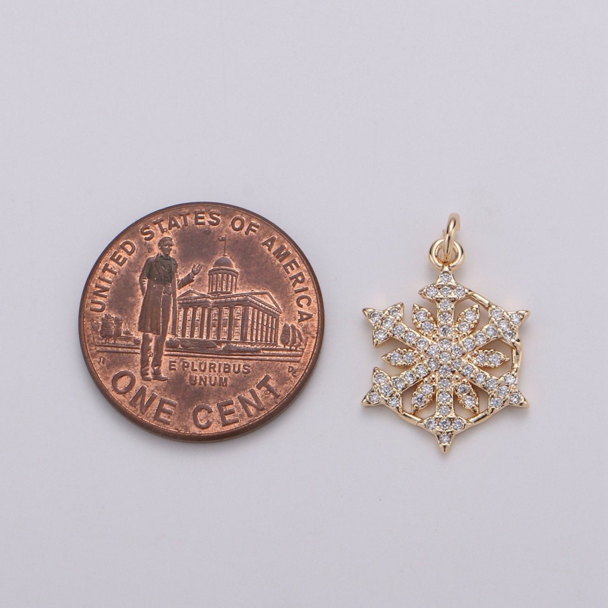 24K Gold Filled Snow Flake Charm Micro Pave Snow Charm, Northstar Cubic Charms, CZ Gold ClearCharm, Dainty Minimalist Jewelry Supply D-741