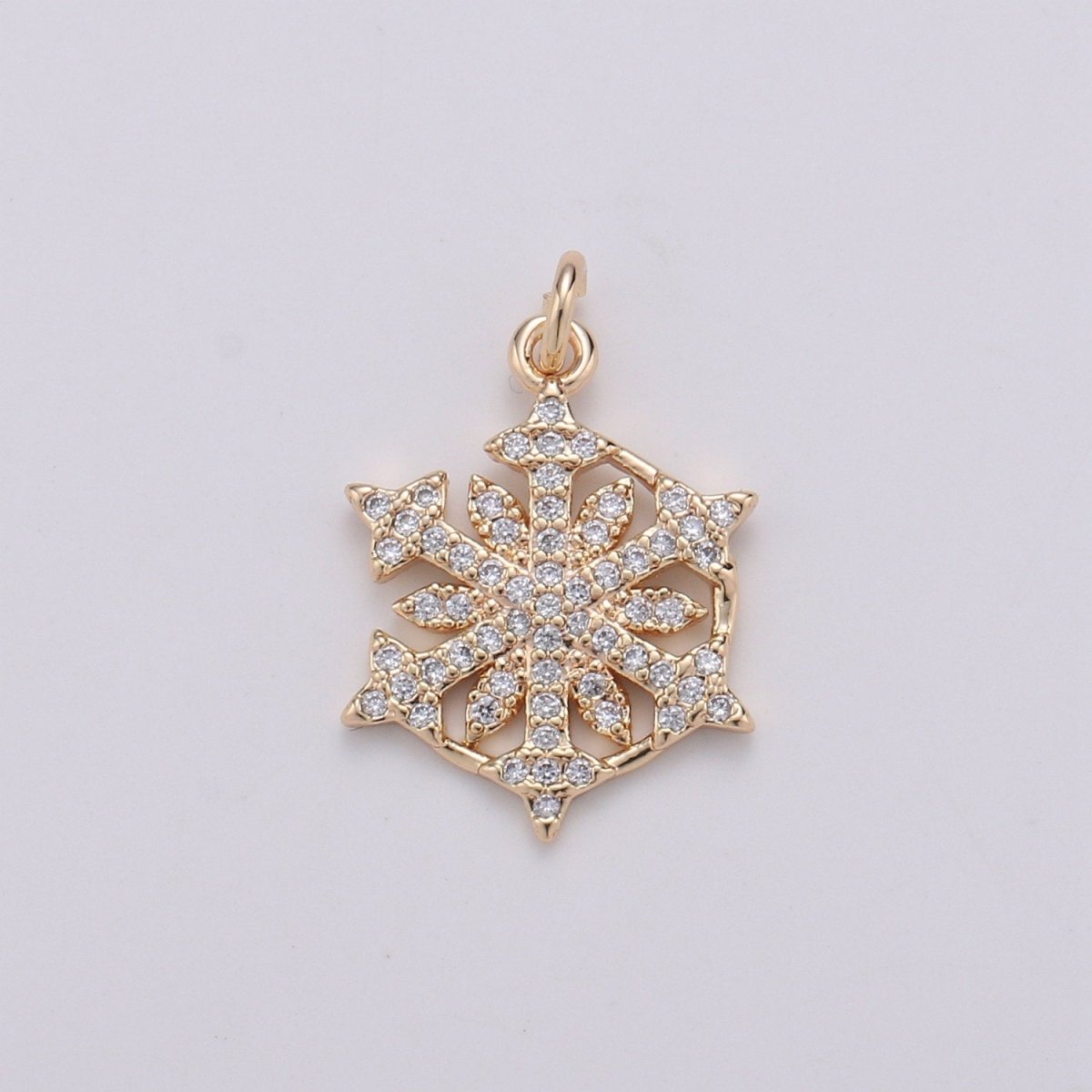 24K Gold Filled Snow Flake Charm Micro Pave Snow Charm, Northstar Cubic Charms, CZ Gold ClearCharm, Dainty Minimalist Jewelry Supply D-741