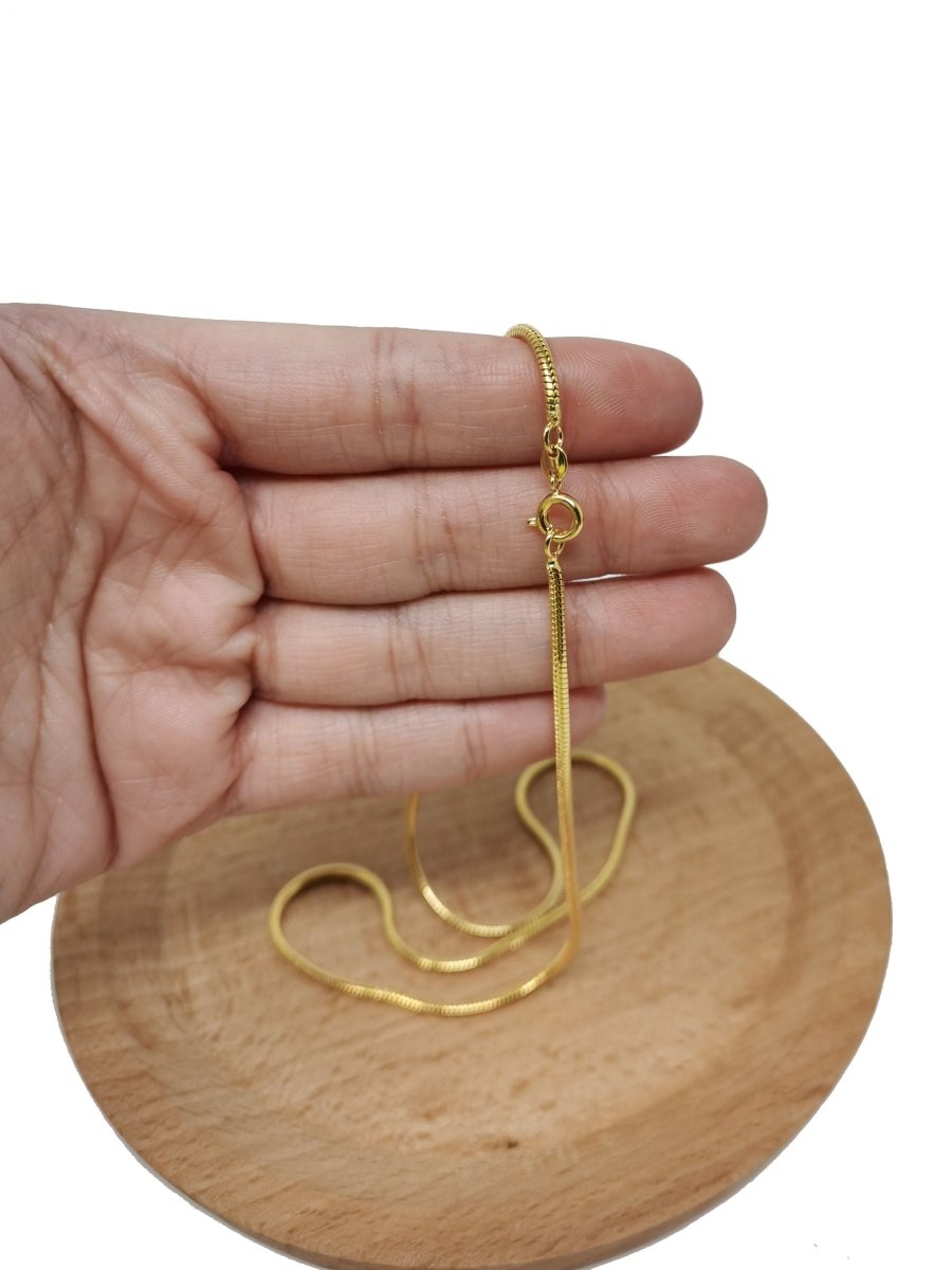 18 inch Ready To Use 24K Gold Filled 1mm Cocoon Snake Spring Ring Necklace | CN-461 Clearance Pricing