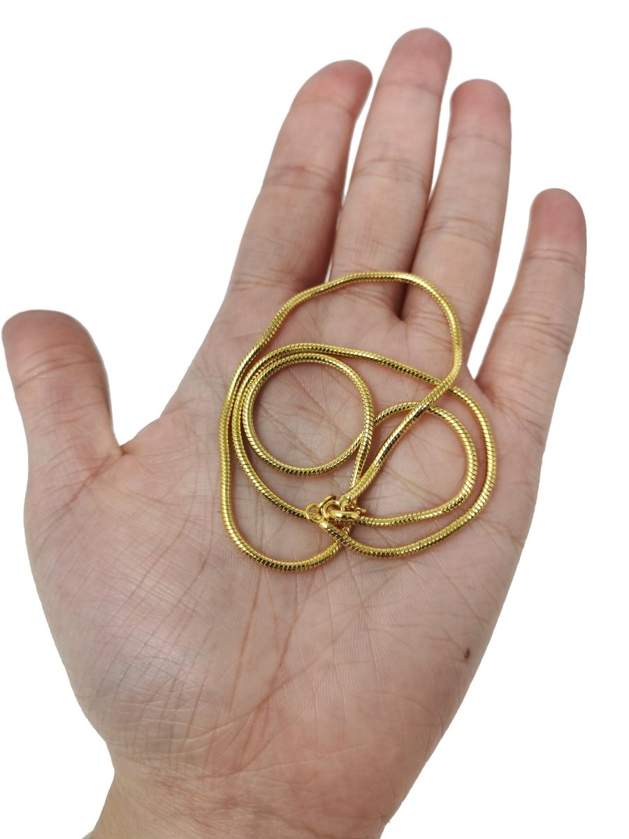 18 inch Ready To Use 24K Gold Filled 1mm Cocoon Snake Spring Ring Necklace | CN-461 Clearance Pricing