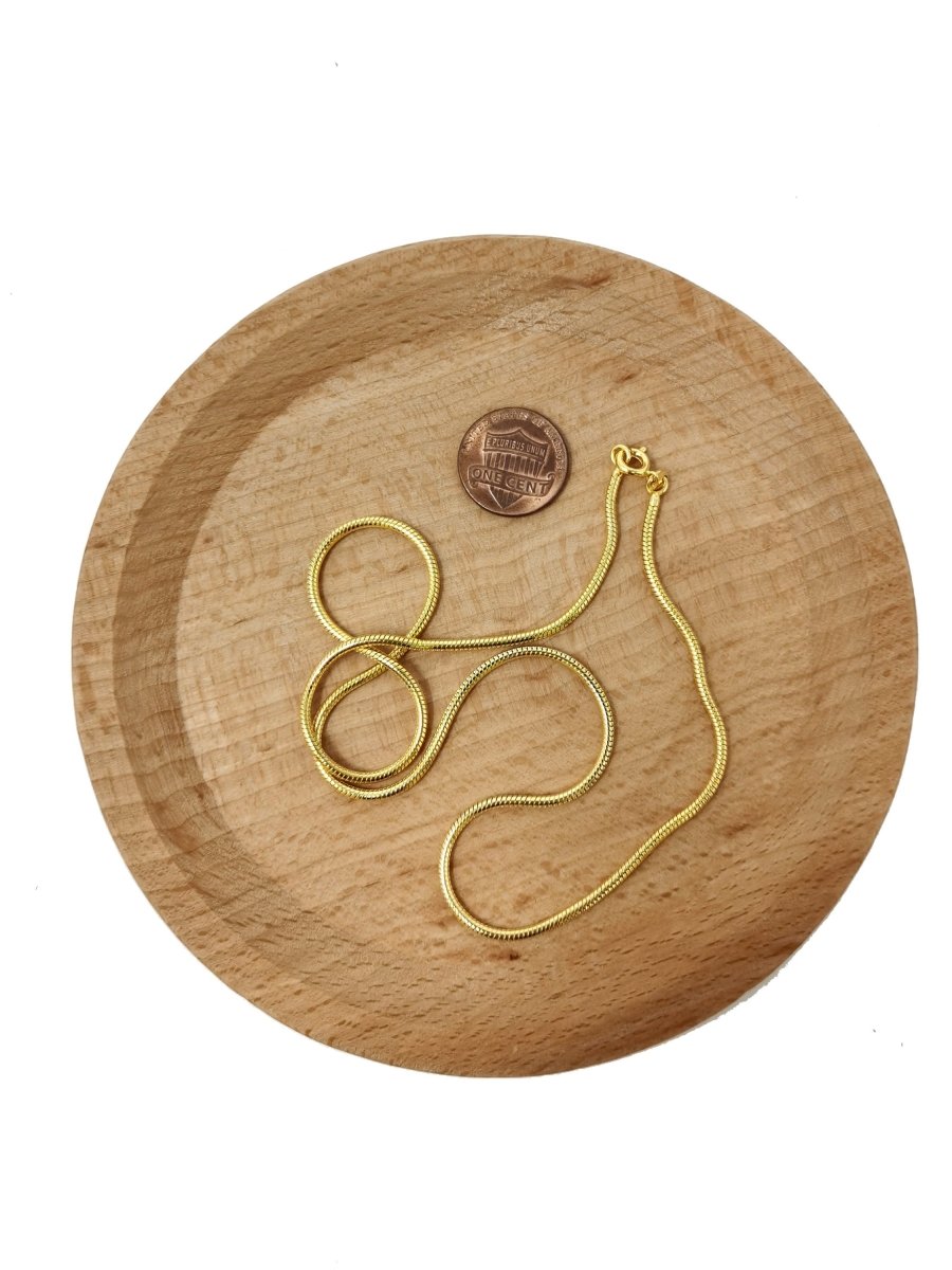 18 inch Ready To Use 24K Gold Filled 1mm Cocoon Snake Spring Ring Necklace | CN-461 Clearance Pricing