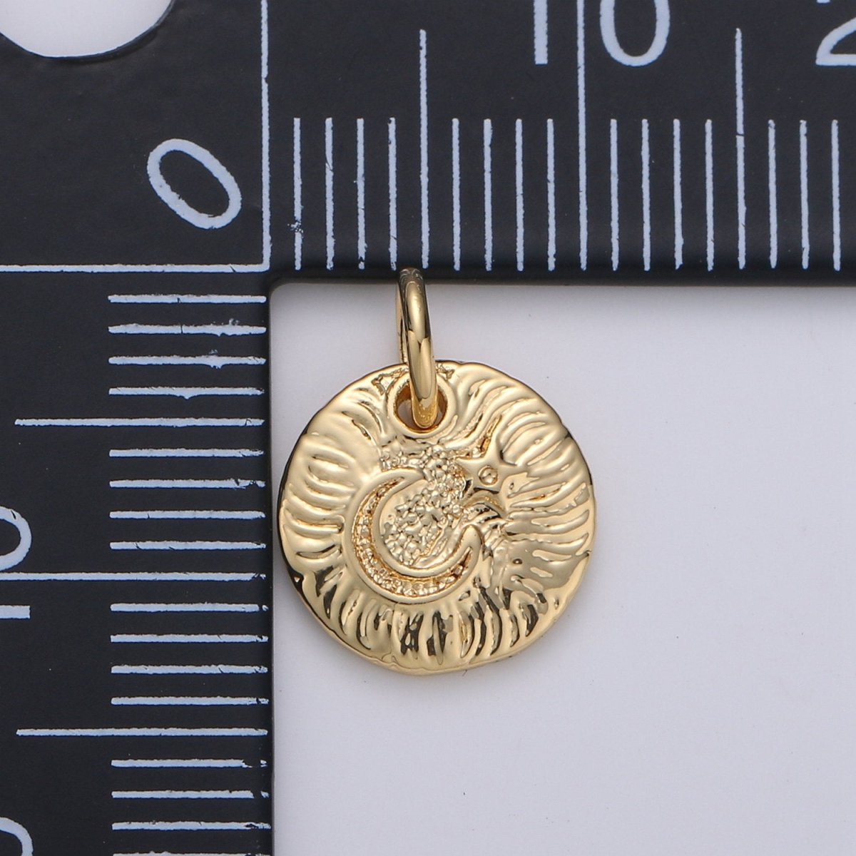Celestial Jewelry Gold Crescent Moon Charm Rustic Coin Disc Charm Jewelry Making Supply 24K Gold Filled Findings D-372 D-373