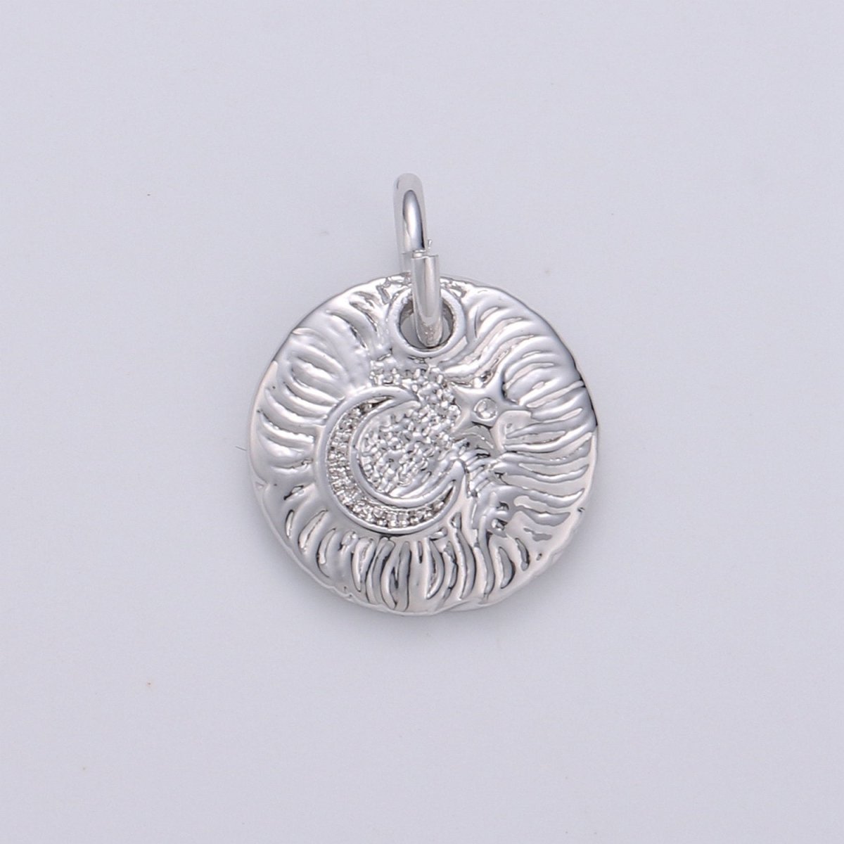 Celestial Jewelry Gold Crescent Moon Charm Rustic Coin Disc Charm Jewelry Making Supply 24K Gold Filled Findings D-372 D-373
