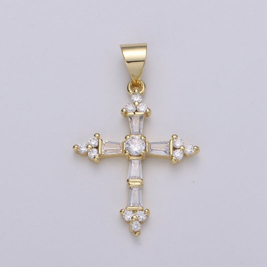 Cubic Cross Pendant, CZ Pendant, Jesus Pendant, Earrings pendant, Bracelet Charm, Necklace Pendant, 14k Gold Filled Jewelry Making N-1320
