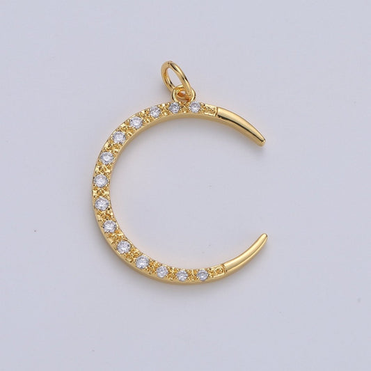 Cubic Moon Pendant, Moon Charm, Jewelry Supplies Dainty Crescent Moon Charm for Celestial Jewelry Making | D-701