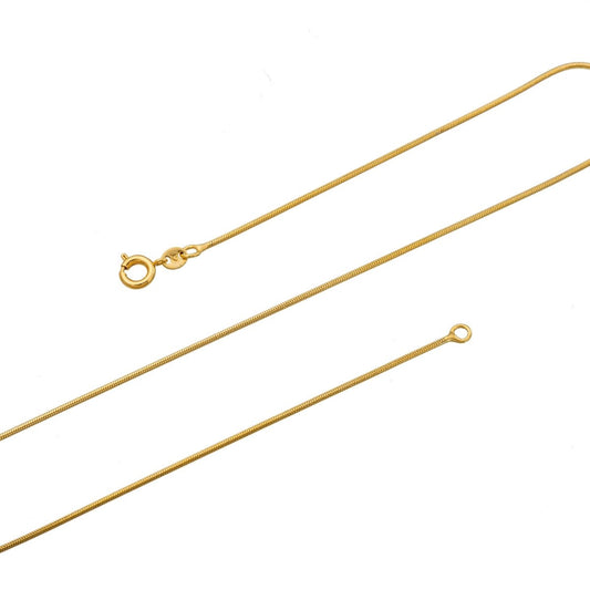 Dainty 1mm Omega Chain, 24K Gold Plated Omega Chain Necklace, 17.5 Inches Omega Necklace w/ Spring Rings | CN-173  Clearance Pricing