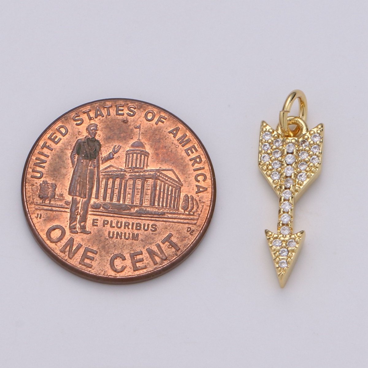 Dainty 24k Gold Filled Arrow Charm Mini Arrow Pendant Micro Pave Charm for Bracelet Earring Necklace Making D-476 D-477