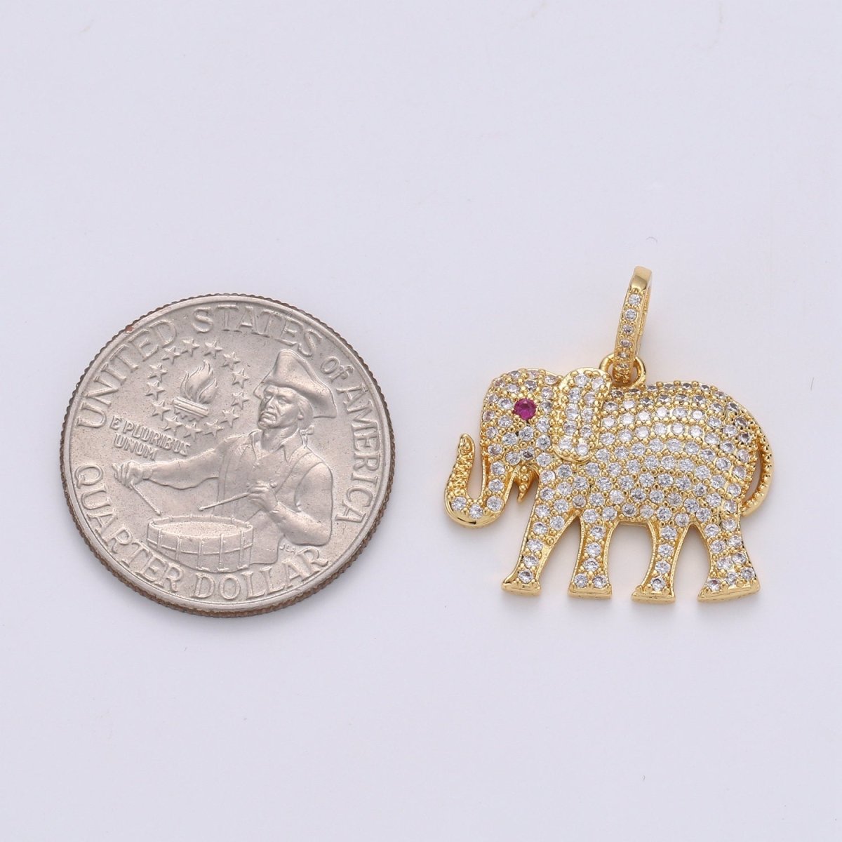 Dainty Elephant Charm, 14K Gold Filled Micro Pave CZ Elephant Pendant,Wild Animal Pendant Necklace Bracelet Earring Charms Dangle I-924