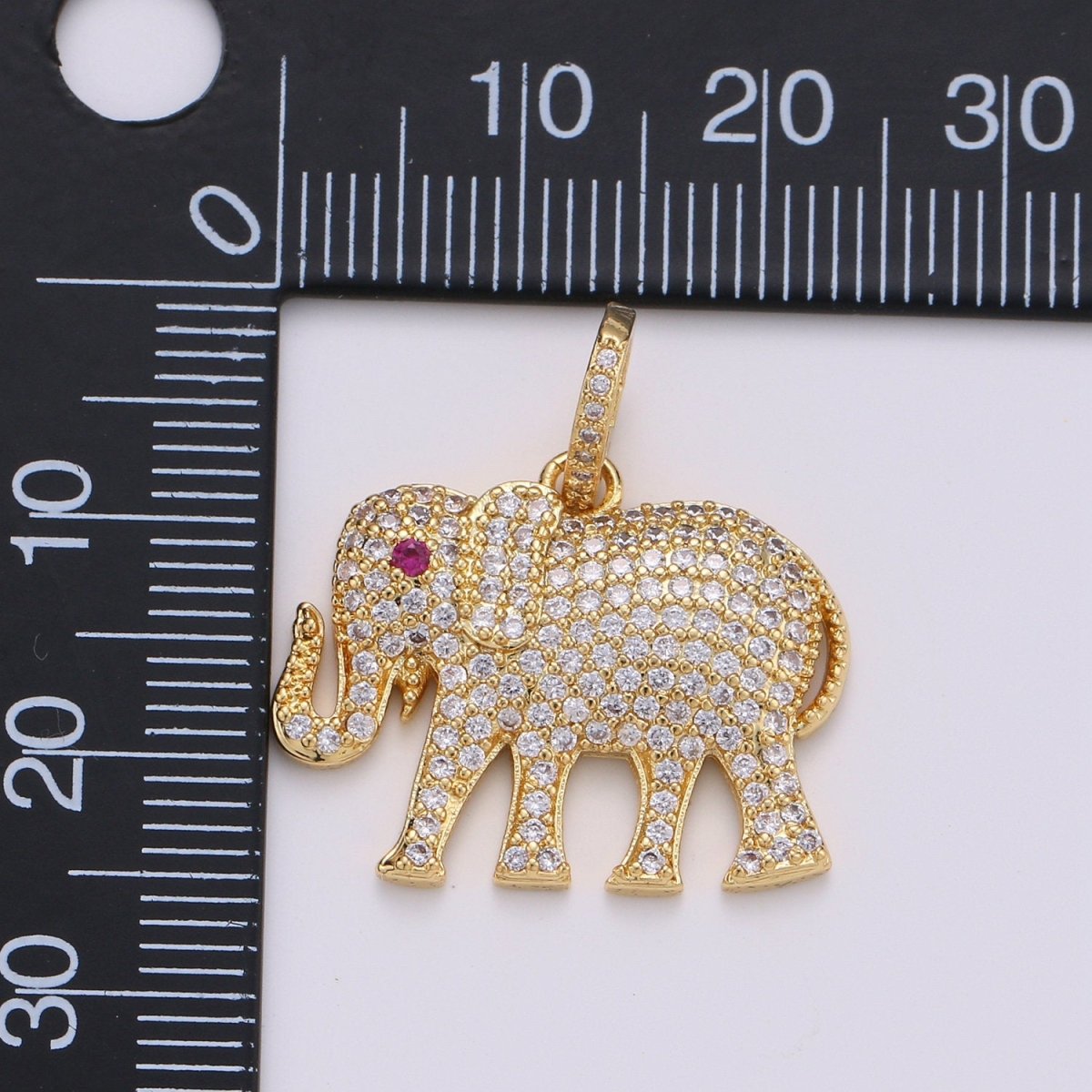 Dainty Elephant Charm, 14K Gold Filled Micro Pave CZ Elephant Pendant,Wild Animal Pendant Necklace Bracelet Earring Charms Dangle I-924