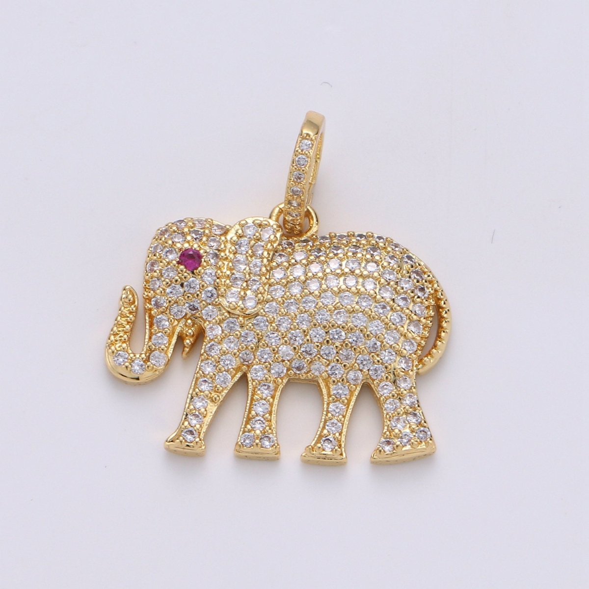 Dainty Elephant Charm, 14K Gold Filled Micro Pave CZ Elephant Pendant,Wild Animal Pendant Necklace Bracelet Earring Charms Dangle I-924