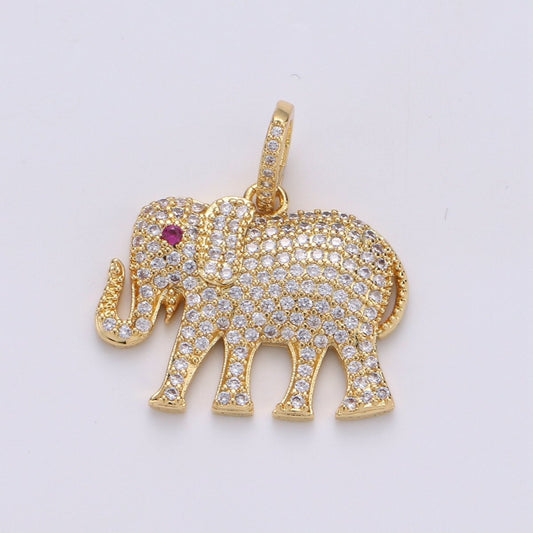Dainty Elephant Charm, 14K Gold Filled Micro Pave CZ Elephant Pendant,Wild Animal Pendant Necklace Bracelet Earring Charms Dangle I-924