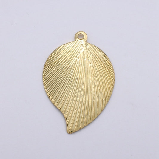 Dainty Flat Leaf Charm Pendant Gold leaf petal charm for DIY Jewelry Making 24k Gold Filled Findings, D-462
