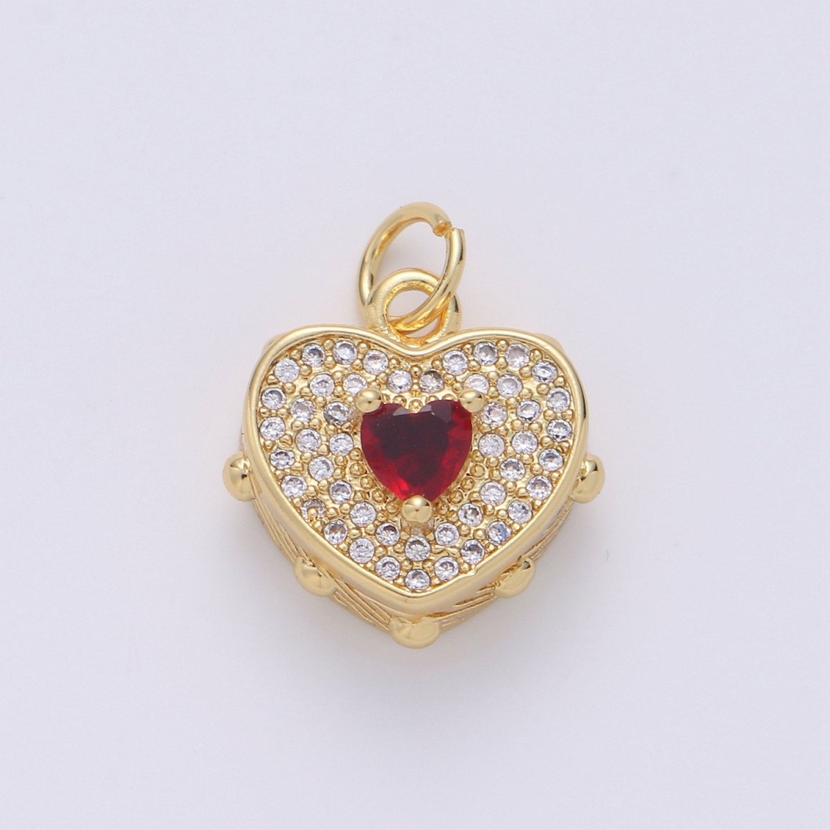 Dainty Gold Heart Pendant Necklace 24k Gold Filled Heart Charm Necklace Micro Pave Love, Heart Charm for Necklace Bracelet Earring Supply D-518