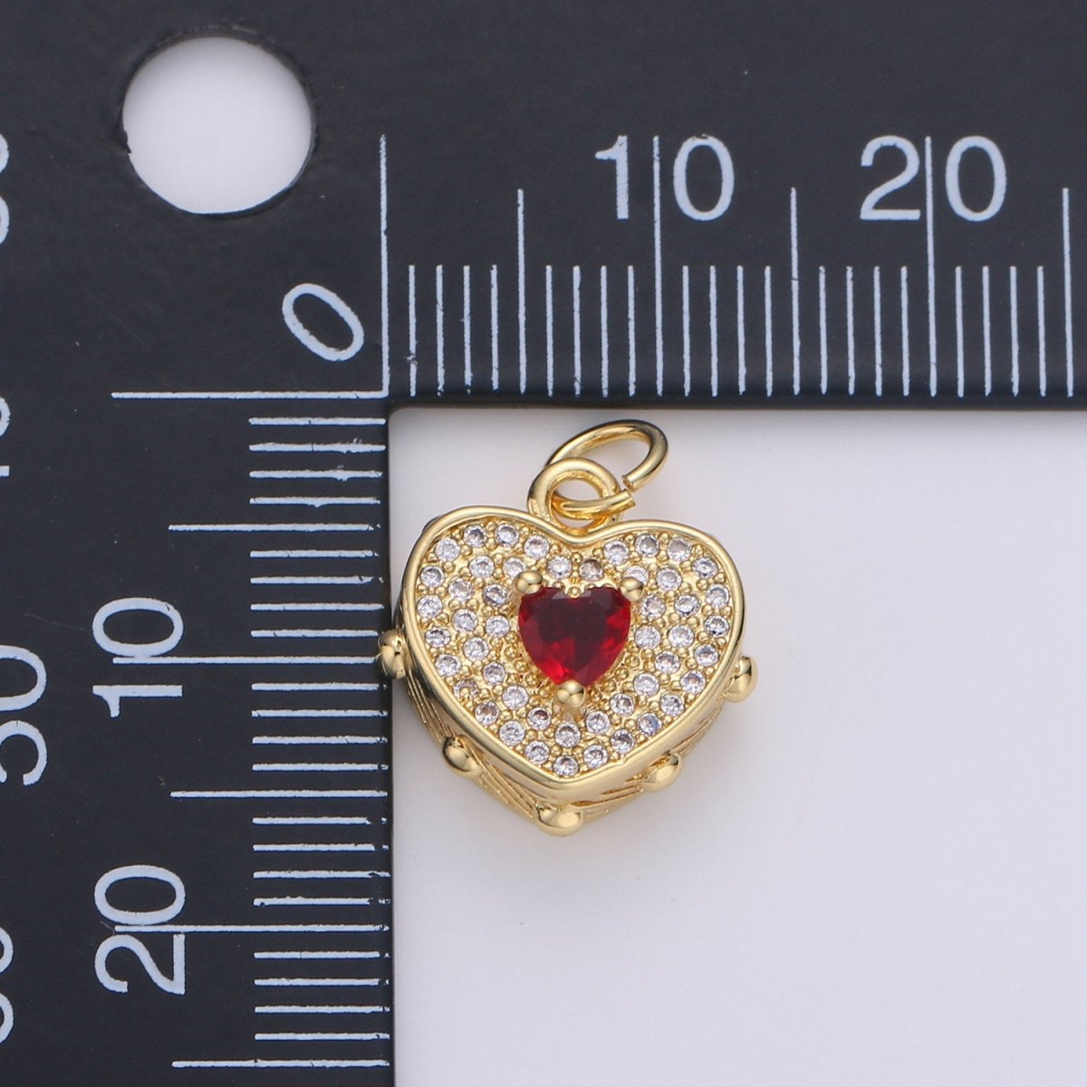 Dainty Gold Heart Pendant Necklace 24k Gold Filled Heart Charm Necklace Micro Pave Love, Heart Charm for Necklace Bracelet Earring Supply D-518