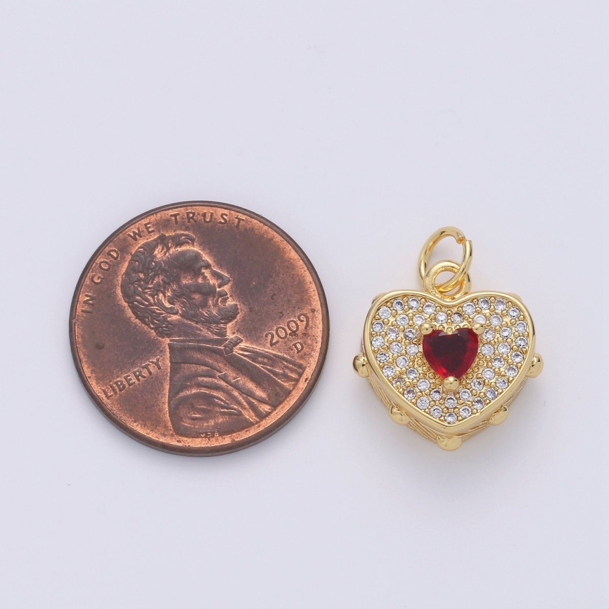 Dainty Gold Heart Pendant Necklace 24k Gold Filled Heart Charm Necklace Micro Pave Love, Heart Charm for Necklace Bracelet Earring Supply D-518