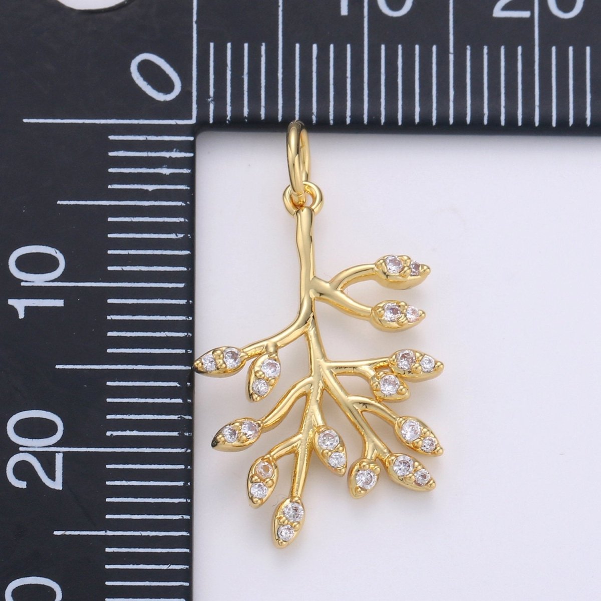 Dainty Gold Olive Leaf Charms Pendant, tree Branch Leaf Charm DIY Earring Necklace Jewelry Accessory DIY Craft Micro Pave Charm D-555