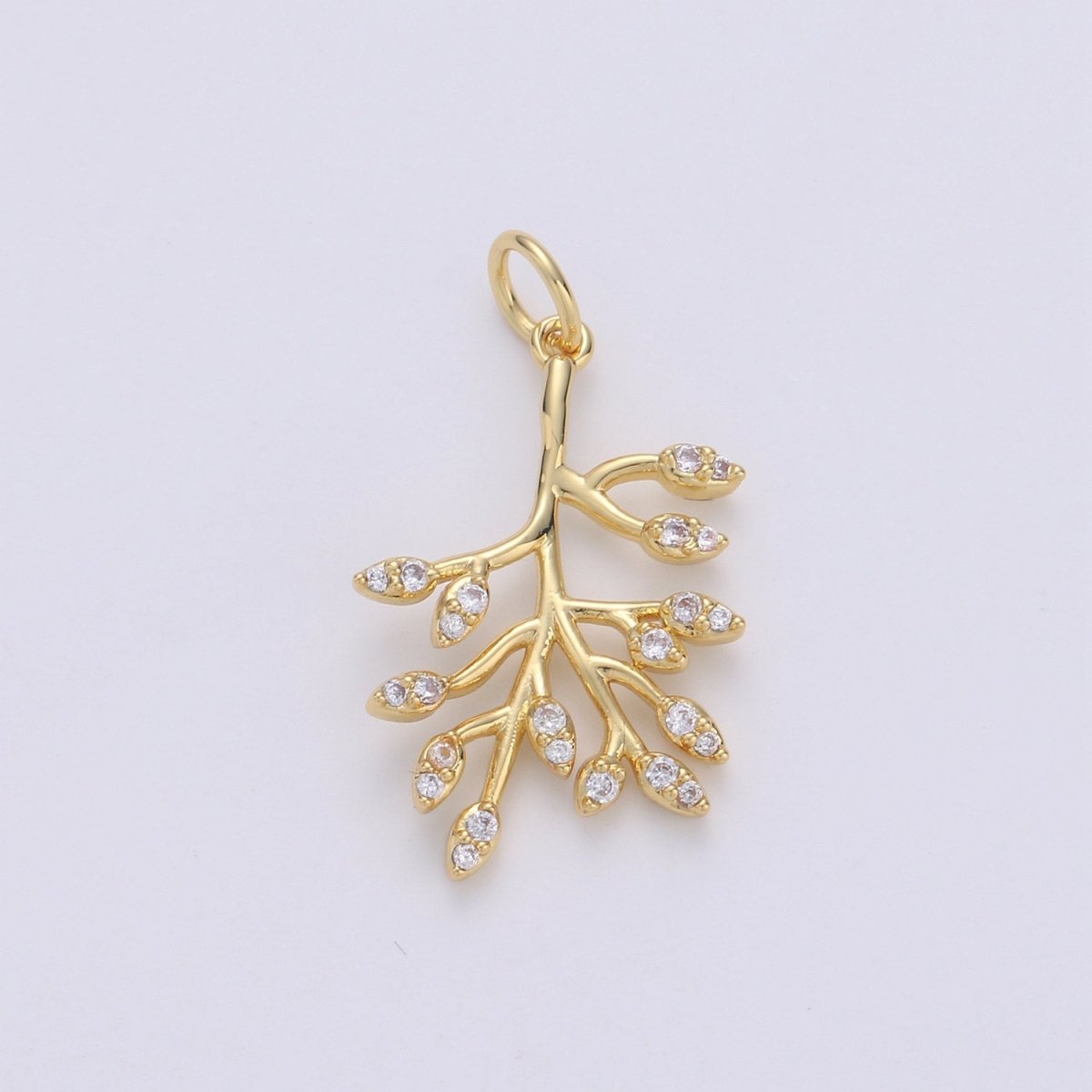 Dainty Gold Olive Leaf Charms Pendant, tree Branch Leaf Charm DIY Earring Necklace Jewelry Accessory DIY Craft Micro Pave Charm D-555